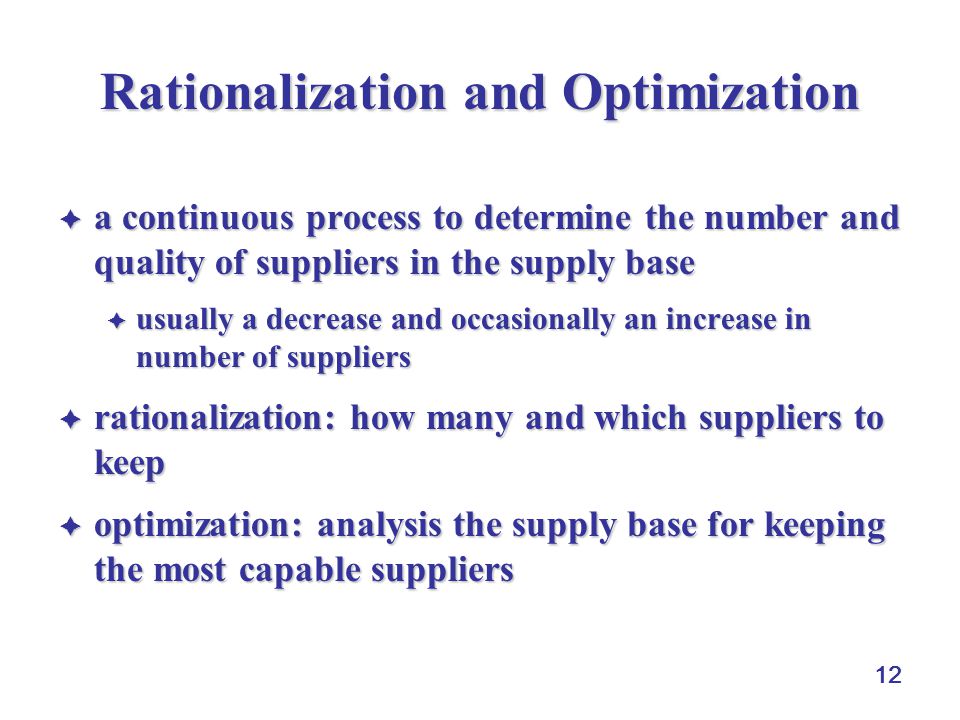 An analysis of the efficiency of supply base optimization and rationalization